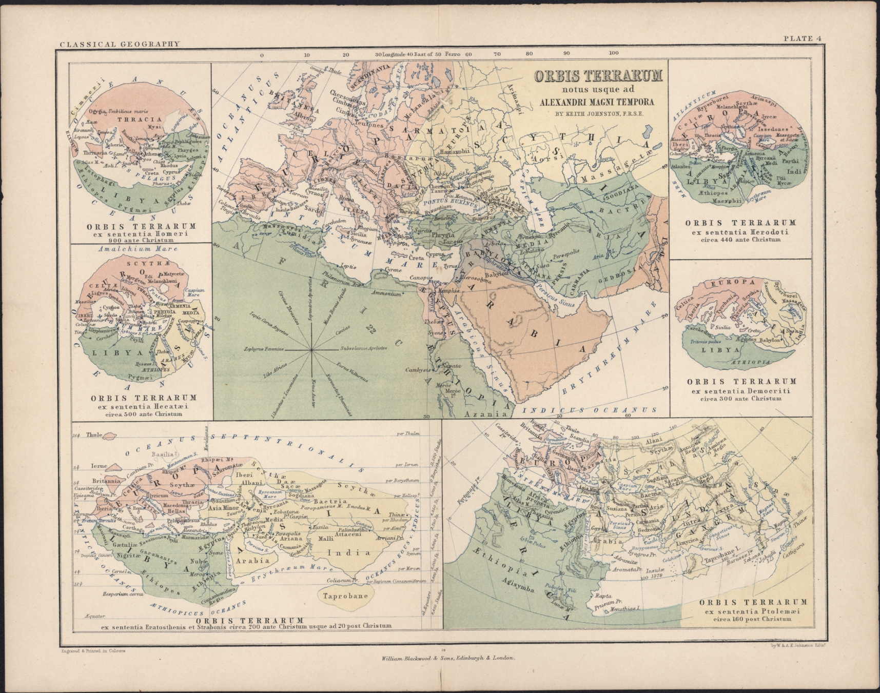 1873 Johnston Antique World Map - Ancient World 